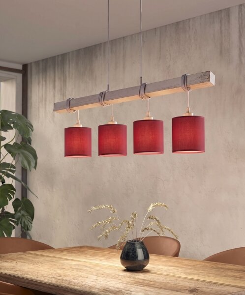 Brilagi - LED Lustr na lanku NUBILA 4xE27/60W/230V šedá/pompejská červená