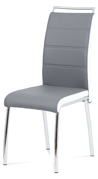 Jídelní židle DCL-403 GREY koženka šedá, boky bílé, chrom