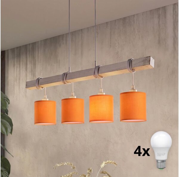 Brilagi - LED Lustr na lanku NUBILA 4xE27/60W/230V šedá/oranžová