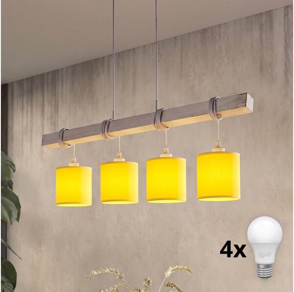 Brilagi - LED Lustr na lanku NUBILA 4xE27/60W/230V šedá/žlutá