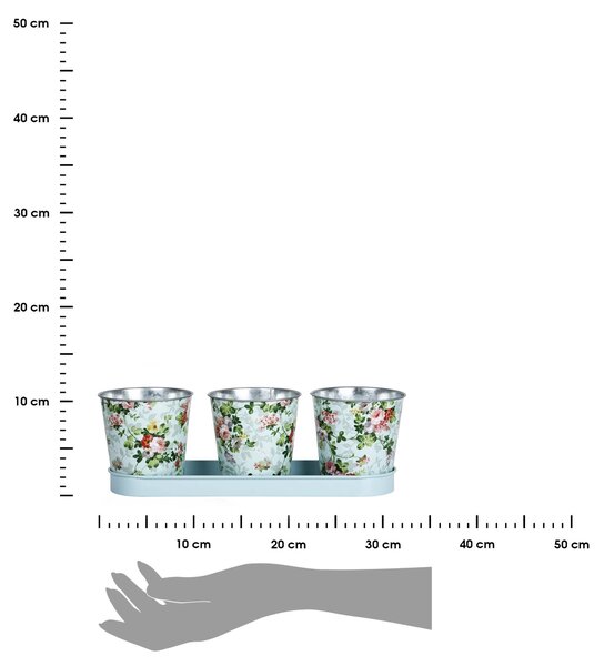KOVOVÝ KVĚTINÁČ S MISKOU LEA SADA 3KS 11X32X10,5 CM VÍCEBAREVNÁ