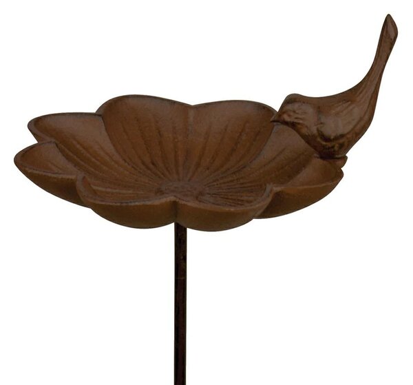 Zapichovací napajedlo pro ptáky Flower, 91x19,5 cm, litina, hnědá BT