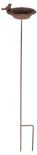 Zapichovací napajedlo pro ptáky Blossom, 76x13,5 cm, litina, hnědá