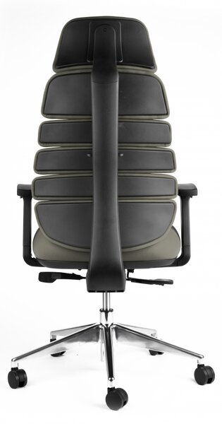 Kancelářská ergonomická židle SPINE s podhlavníkem — látka, nosnost 130 kg Šedá