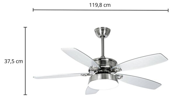 Lucande Stropní ventilátor LED Kuvio, DC, tichý, Ø 120 cm,, Hliník / šedá / zinek, Obývací pokoj / jídelna, kov, Moderní