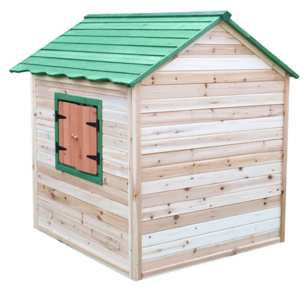 KONDELA Dřevěný zahradní domek pro děti, zelená/přírodní, UDIM