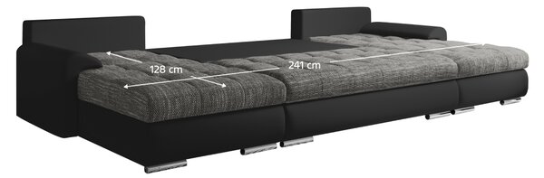 KONDELA Univerzální sedací souprava, ekokůže černá/šedý melír, TOLITA U UNI