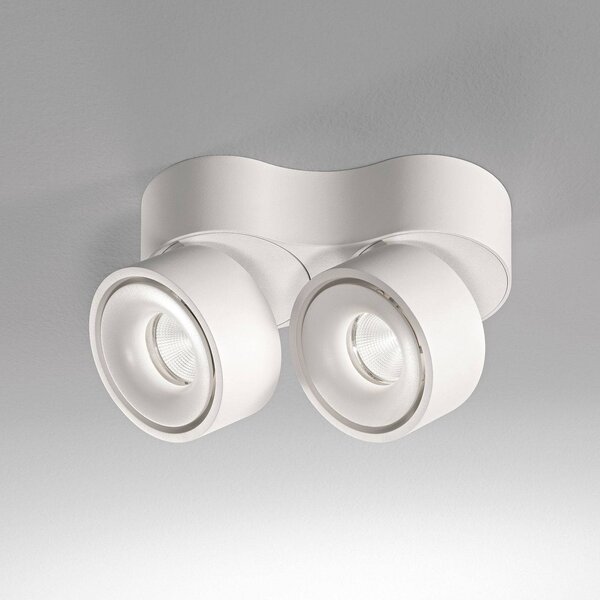 Egger Licht DLS LED stropní spot Clippo Duo, 2 světla, bílá, 700 K, stmívatelný, Bílá / opál, Pracovna / kancelář, Hliník, Moderní