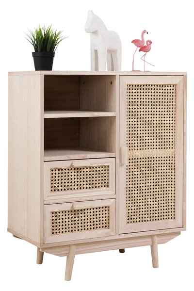 ŠIROKÁ KOMODA, paulovnie, ratan, přírodní barvy, 70/85/36 cm Livetastic - Online Only komody, Online Only