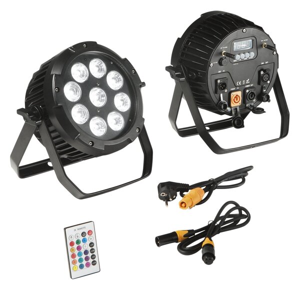 FAN LED-SHOW-PAR9 Venkovní reflektor LED SHOW dobíjecí 9x18 W RGBW+UV Wi‑Fi Smart Tuya DMX 512 dálkové ovládání - FANEUROPE