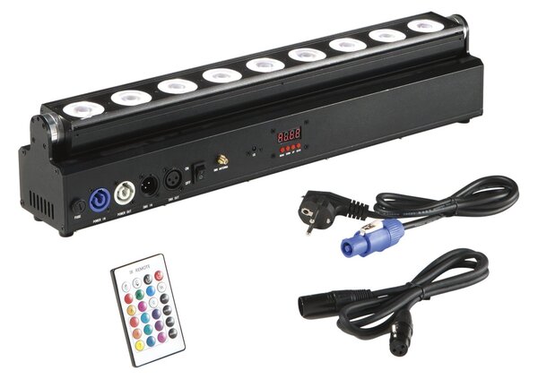 FAN LED-SHOW-WW9 Venkovní reflektor WALLWASHER LED SHOW dobíjecí 9x18 W RGBW+UV Wi‑Fi Smart Tuya DMX 512 dálkové ovládání - FANEUROPE