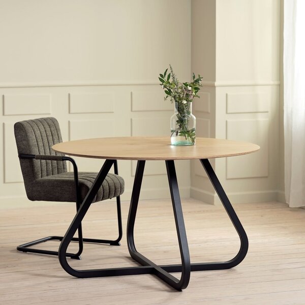 Kulatý jídelní stůl s deskou v dubovém dekoru v přírodní barvě ø 120 cm Cesura – Unique Furniture