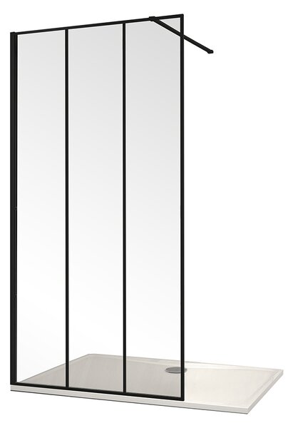 Set VERTICO BLACK s vaničkou GRANDE WHITE Varianta: rozměr vaničky: 136x67,7 cm, šířka zástěny: 120 cm, počet polí: 4, kód produktu: VERTICO 1200/4+WHI 1360x677, profily: černá (elox), výplň: transparent