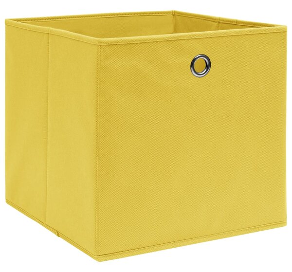 Úložné boxy 10 ks žluté 32 x 32 x 32 cm textil