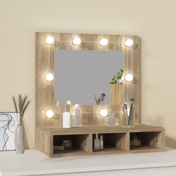 Zrcadlová skříňka s LED dub sonoma 60 x 31,5 x 62 cm