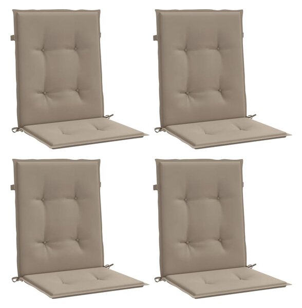 Podušky na židli nízké opěradlo 4 ks taupe 100x50x3 cm oxford