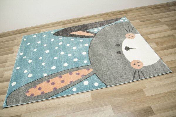 Makro Abra Dětský kusový koberec Lima 1316C Králíček modrý šedý Rozměr: 100x150 cm