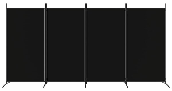 4dílný paraván černý 346x180 cm textil