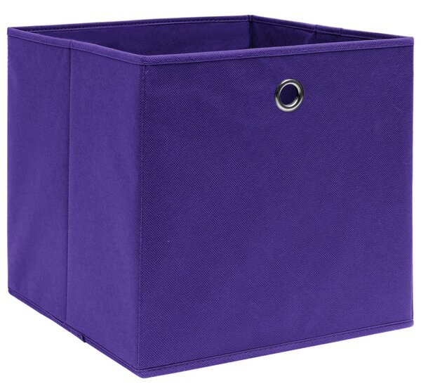 Úložné boxy 10 ks fialové 32 x 32 x 32 cm textil