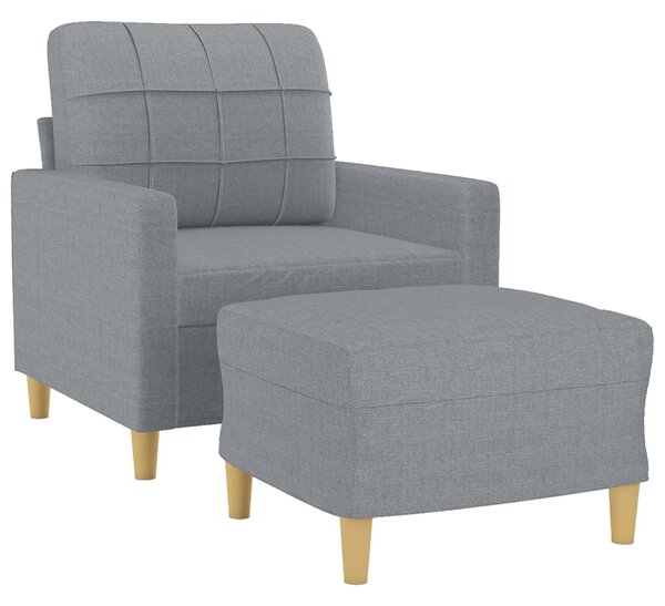 Křeslo s podnožkou světle šedé 60 cm textil 3200993