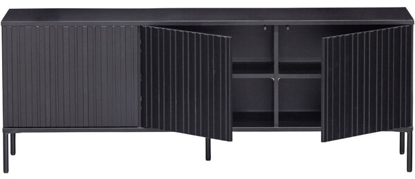 WOOOD Černý borovicový TV stolek Gravia 150 x 44 cm
