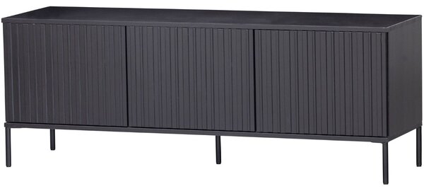 WOOOD Černý borovicový TV stolek Gravia 150 x 44 cm