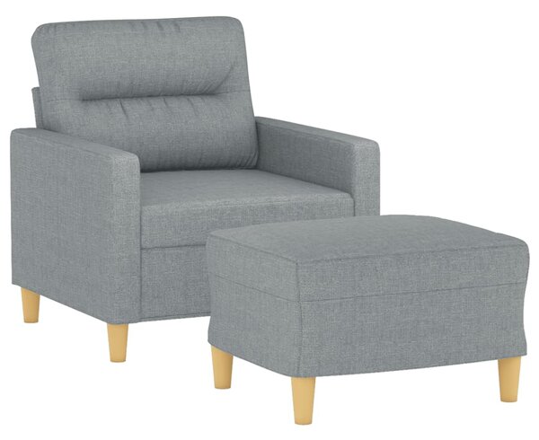 Křeslo s podnožkou světle šedé 60 cm textil 3201065