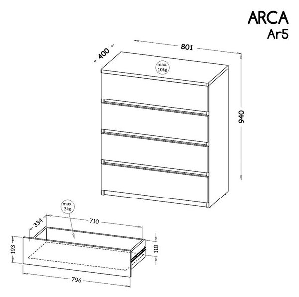 Komoda ARCA 05 Arktická bílá