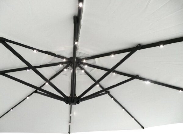 Závěsný slunečník s LED solárním osvětlením BestBerg BBHU-11 / 300 cm / béžová