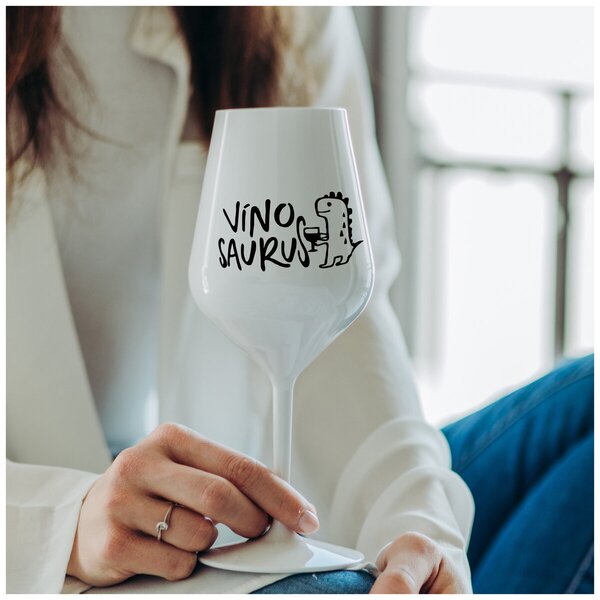 VÍNOSAURUS - bílá nerozbitná sklenička na víno 470 ml