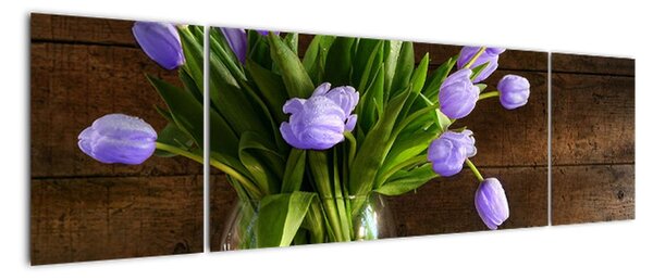 Tulipány ve váze - obraz (170x50cm)