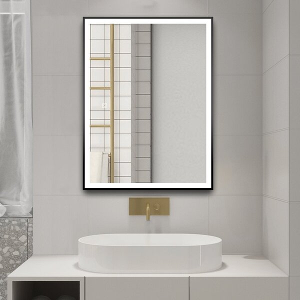 Aqualine Aqualine, CORNA zrcadlo s LED osvětlením 60x80cm, dotykový senzor, stmívatelné, černá mat, CN060