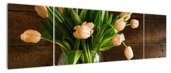 Tulipány ve váze, moderní obraz (170x50cm)