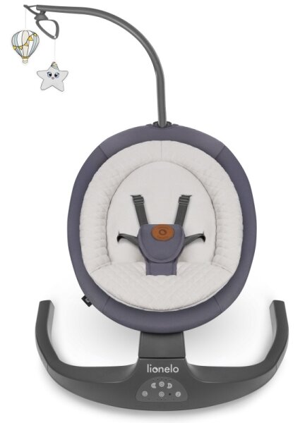 Lionelo - Dětské houpátko s melodií RALF 4xAA Grey Graphite + dálkové ovládání