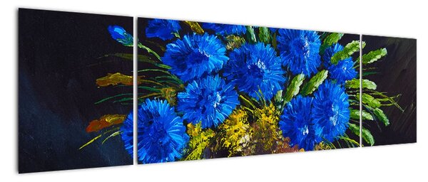 Obraz květin ve váze (170x50cm)