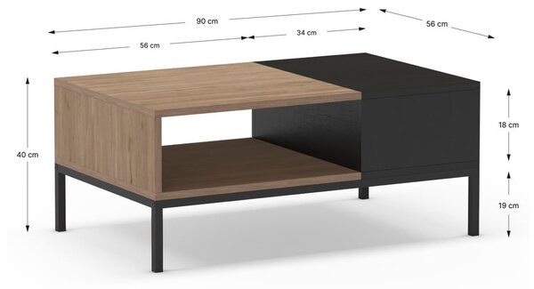 Konferenční stolek v černo-přírodní barvě 56x90 cm Cailin – Marckeric