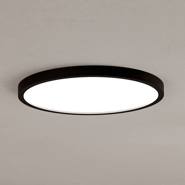 EGLO connect Smart LED přisazené svítidlo Fueva 6-Z, černé, Ø38cm, stmívatelný, Černá, Obývací pokoj / jídelna, Plast, Moderní