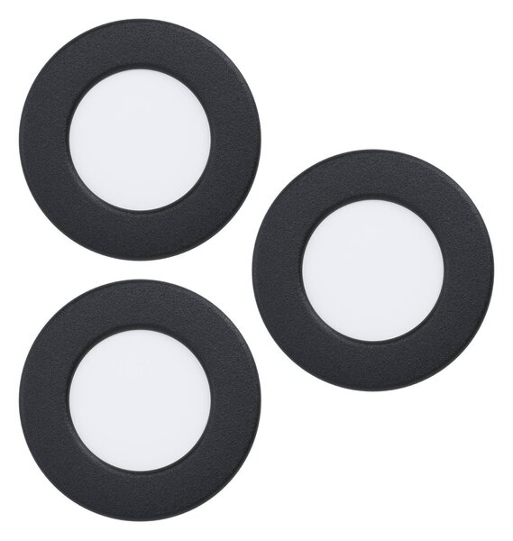 EGLO connect LED podhledové svítidlo Fueva 6-Z, černé, sada 3 ks, stmívatelný, Černá, Obývací pokoj / jídelna, Plast, Moderní