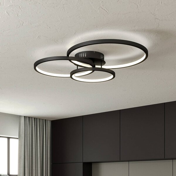 Trio Lighting WiZ Aaron smart LED stropní světlo, antracit, stmívatelný, Černá, Obývací pokoj / jídelna, kov, Moderní