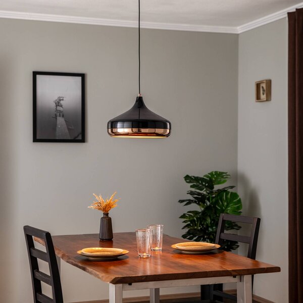Opviq Závěsné svítidlo Yildo 253-S 1-light Ø36cm černá/měděná, stmívatelný, Černá, Obývací pokoj / jídelna, kov, Moderní