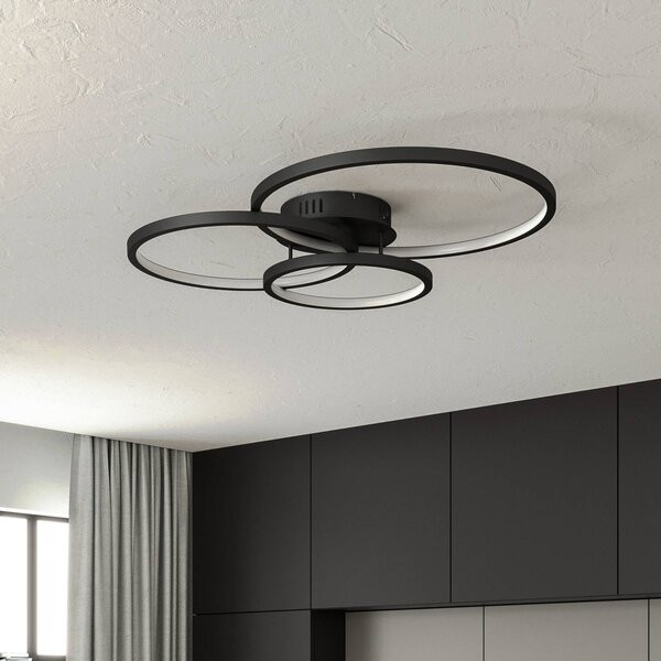 Trio Lighting WiZ Aaron smart LED stropní světlo, antracit, stmívatelný, Černá, Obývací pokoj / jídelna, kov, Moderní
