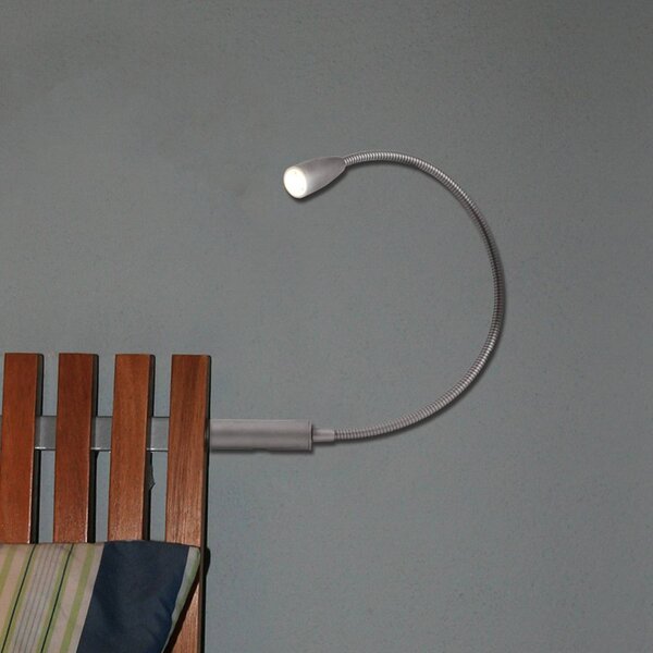 Heitronic LED lampa na čtení Berta s flexibilním ramenem, Chrom / stříbro, Ložnice, kov, Moderní
