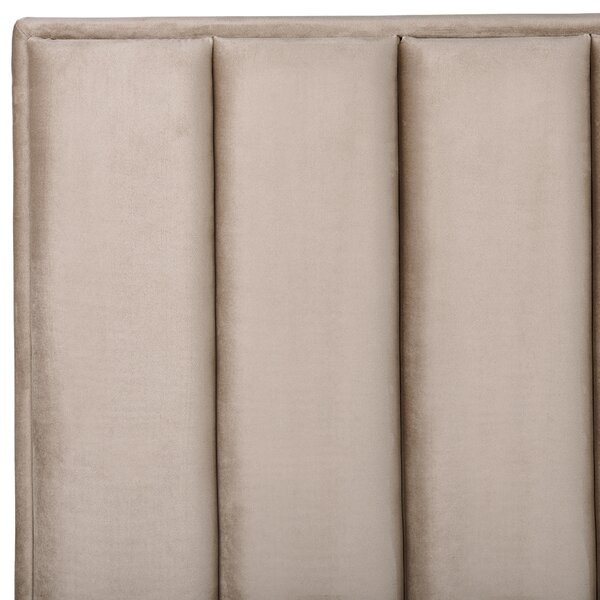 Postel s úložným prostorem Umělý samet SEZANNE 140 x 200 cm Taupe