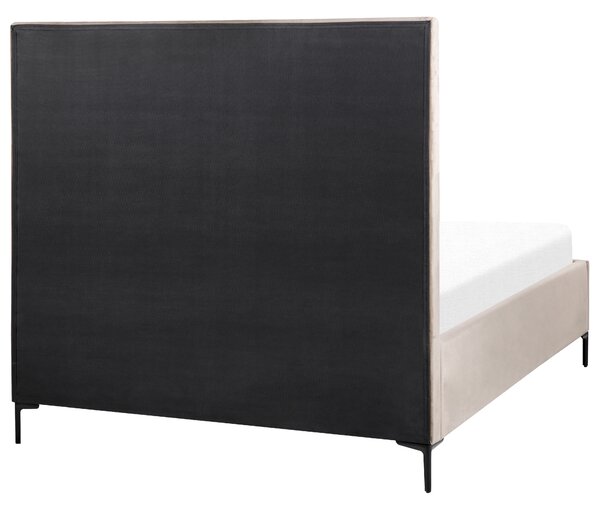 Postel s úložným prostorem Umělý samet SEZANNE 140 x 200 cm Taupe