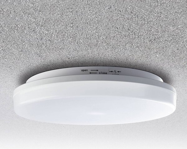 Heitronic LED stropní svítidlo Pronto, kulaté, s pohybovým čidlem, Bílá / opál, Plast, Moderní