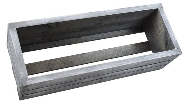 Dřevěný truhlík z masivu – šedý s bílou patinou 50 cm