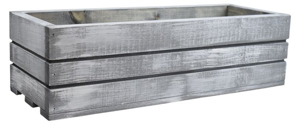 Dřevěný truhlík z masivu – šedý s bílou patinou 50 cm