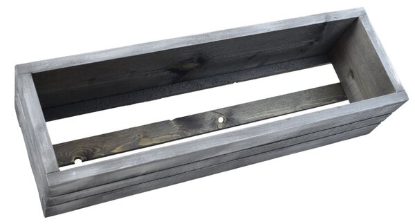 Dřevěný truhlík z masivu – šedý s bílou patinou 60 cm