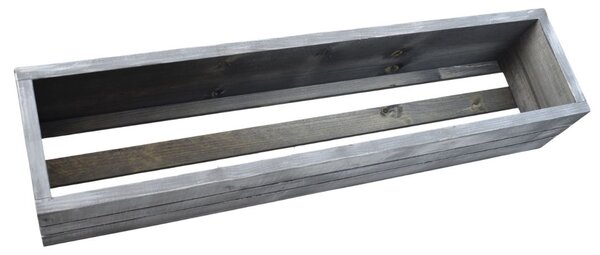 Dřevěný truhlík z masivu – šedý s bílou patinou 80 cm