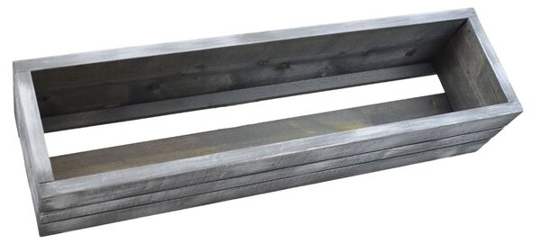 Dřevěný truhlík z masivu – šedý s bílou patinou 70 cm